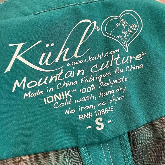 EUC KÜHL Green Plaid Button-Down Long Sleeve Shirt IONIK Polyester - Picture 2 of 5